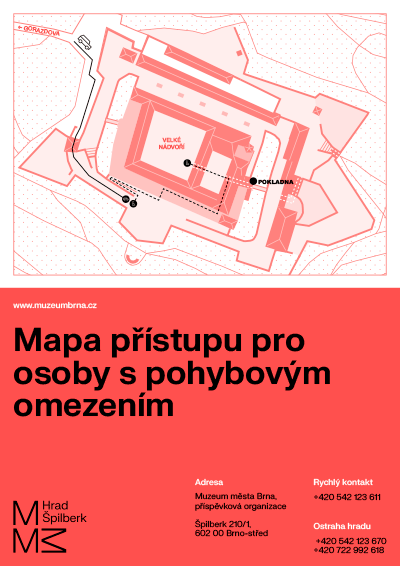 Mapa přístupu pro osoby s pohybovým omezením - Brno, Špilberk